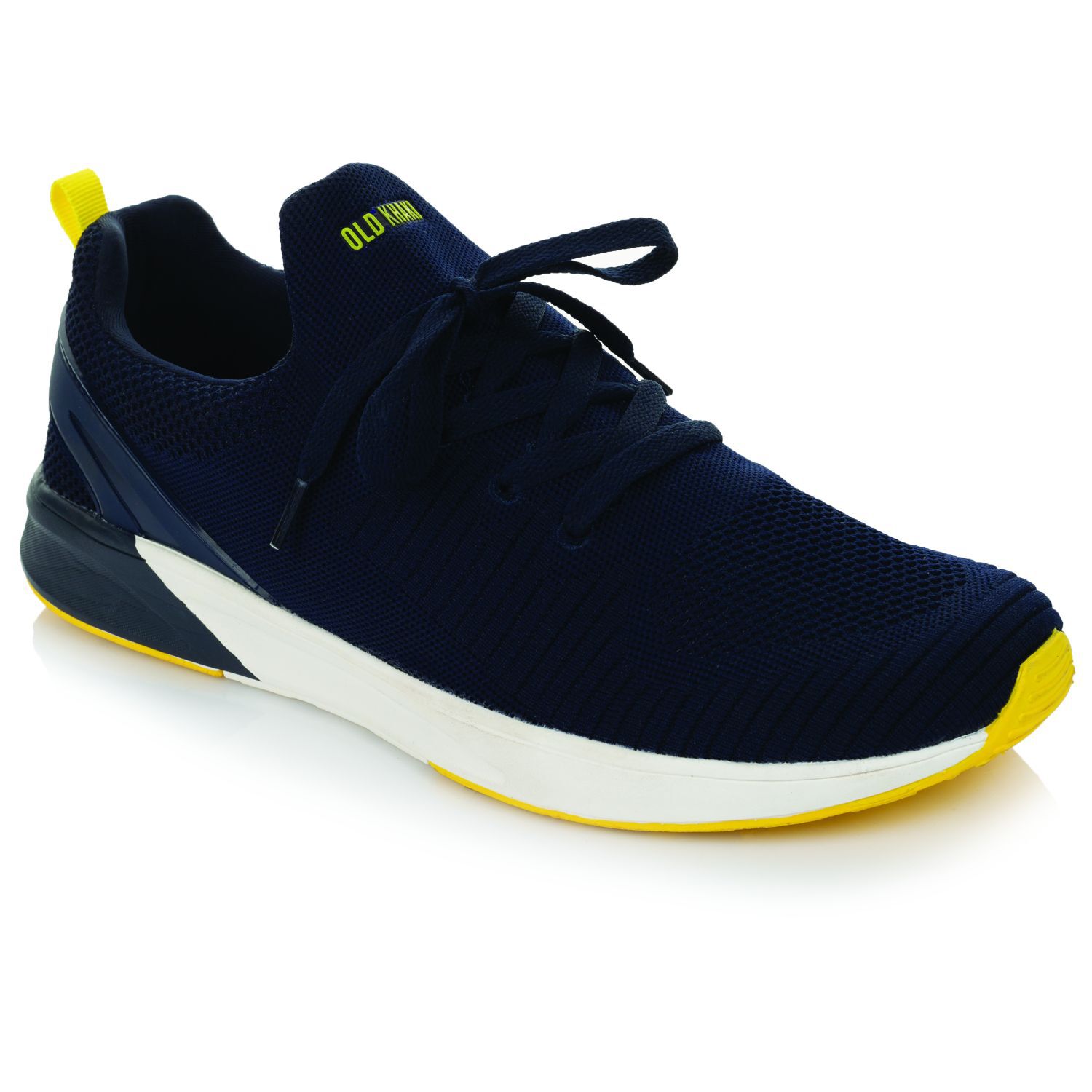 navy and yellow sneakers